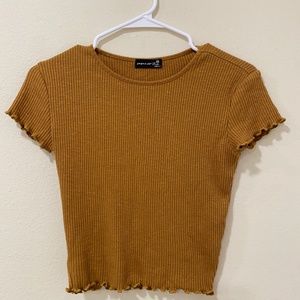 Plain Brown/Gold Ribbed Edge Shirt
